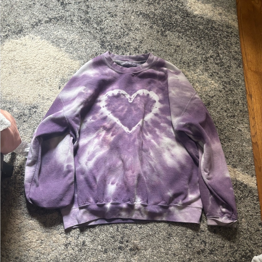 Urban Outfitters Purple Crewneck Sweater with Heart Design